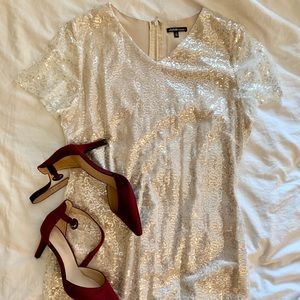 White sequin mini dress